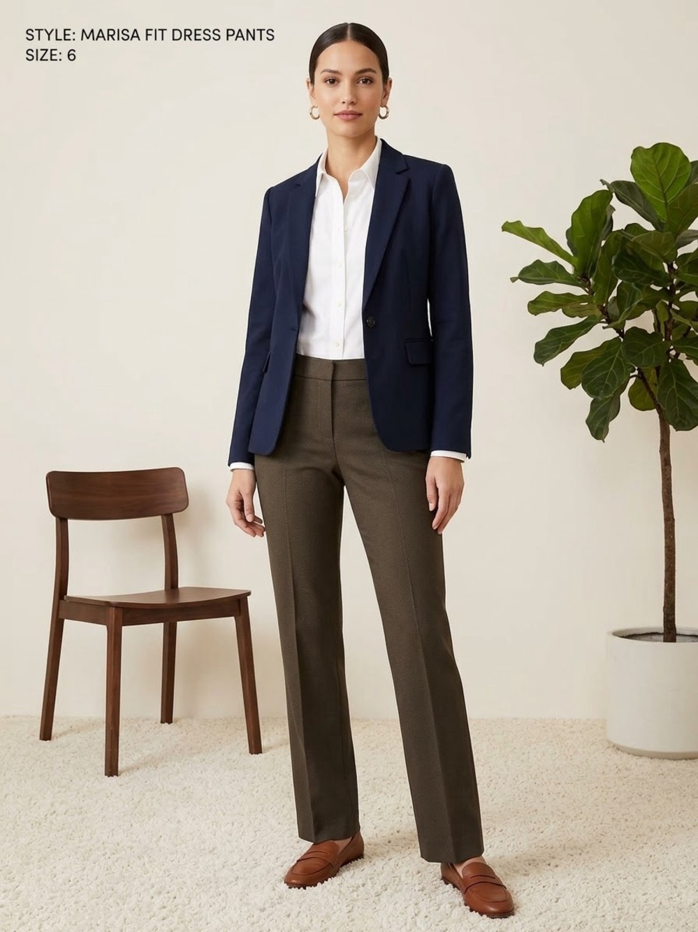 NWT LOFT Marisa Fit Dress Pants Size 6 Brown Textured Stretch Work Trouser